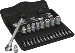 8100 SA 10 Zyklop Metal Ratchet Set with push-through square, 1/4" drive, imperial, 28 pieces