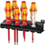 Wera 160 i/165 i/7 Rack Screwdriver set Kraftform Plus Series 100, single-pole phase tester and rack, 7 pieces