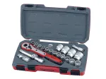 TENG T1221 21pc metric socket set – 1/2" drive, 8–32mm, 72-tooth ratchet, chrome vanadium. Pro-grade set in heavy-duty case. Ideal for workshop and trade.
