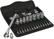 8100 SA 7 Zyklop Metal Ratchet Set with push-through square, 1/4inch drive, metric, 28 pieces