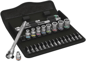 8100 SA 10 Zyklop Metal Ratchet Set with push-through square, 1/4inch drive, imperial, 28 pieces