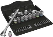 8100 SB 7 Zyklop Metal Ratchet Set with push-through square, 3/8inch drive, metric, 29 pieces