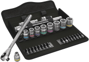 8100 SB 10 Zyklop Metal Ratchet Set with push-through square, 3/8inch drive, imperial, 29 pieces