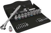 8100 SC 10 Zyklop Metal Ratchet Set with push-through square, 1/2inch drive, imperial, 28 pieces
