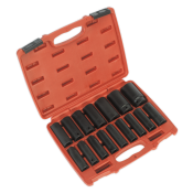 SEALEY 16pc 1/2inch Drive Deep Metric Impact Socket Set | AK5816M