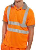 Polo Shirt – Short Sleeved – Orange – Size S, Polycotton Work Polo