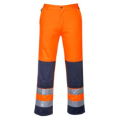 Portwest TX71ONRL Seville Hi-Vis Contrast Work Trousers Orange/Navy L R