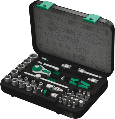 8100 SA 2 Zyklop Speed Ratchet Set, 1/4Inch drive, metric, 42 pieces