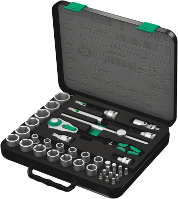 8100 SC 4 Zyklop Speed Ratchet Set, 1/2Inch drive, imperial, 38 pieces