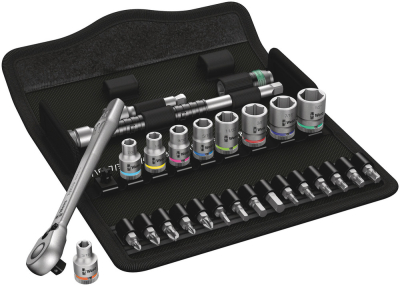 8100 SA 11 Zyklop Metal Ratchet Set with switch lever, 1/4Inch drive, imperial, 28 pieces