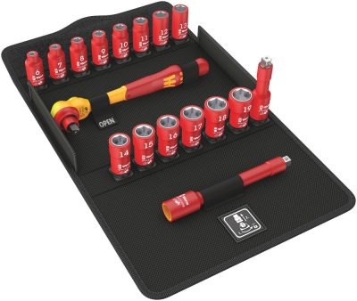 8100 SB VDE 1 Zyklop Ratchet set, insulated, switch lever, 3/8Inch drive, metric, 17 pieces