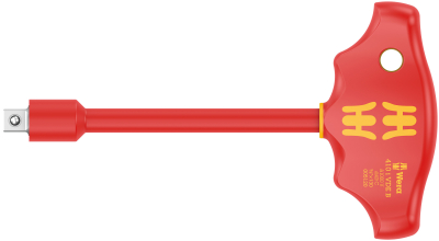 Wera 410 i VDE B VDE-insulated T-handle adapter screwdriver for 3/8Inch sockets, 3/8Inch x 130 mm