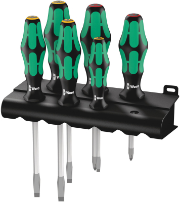 Wera 334 SK/6 Rack Screwdriver set Kraftform Plus Lasertip and rack, 6 pieces