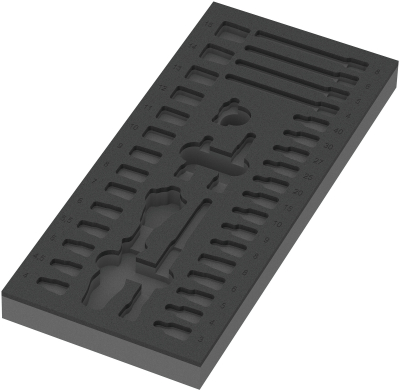 9820 Foam insert 8000 A Zyklop 1/4Inch ratchet set 1, empty, 172 x 30 x 392 mm