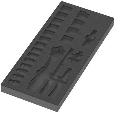 9821 Foam insert 8000 B Zyklop 3/8Inch ratchet set 1, empty, 172 x 30 x 392 mm
