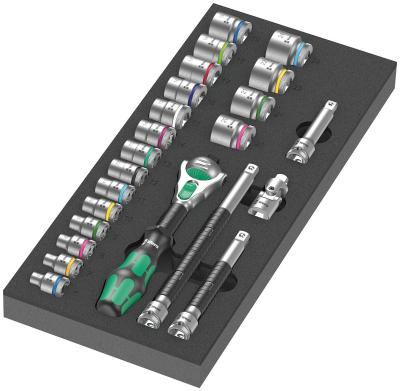 9721 Foam insert 8000 B Zyklop 3/8Inch ratchet set 1, 23 pieces