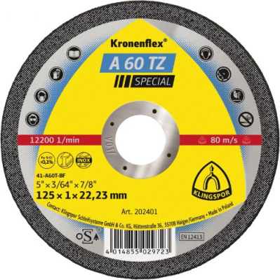 Klingspor A 60 TZ Special Kronenflex cutting-off wheels 0,8 - 1,0 mm for Stainless steel, Steel