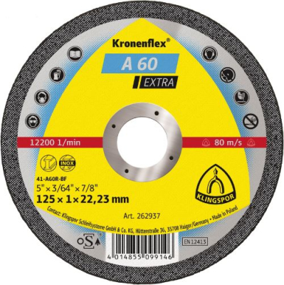 Klingspor A 60 Extra Kronenflex cutting-off wheels 0,8 - 1,0 mm for Stainless steel, Metals