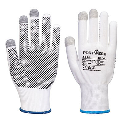 PORTWEST A118 Grip 13 PVC Dotted Touchscreen Glove (Pk12)