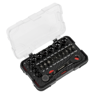SEALEY 31pc Go-Through Low Profile Socket & Bit Set – 1/4Inch Drive | AK2112