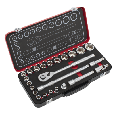 SEALEY 24pc 1/2Inch Drive Metric Socket Set with Ratchet | AK7924