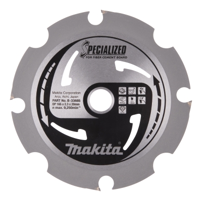 MAKITA B-33685 SPECIALIZED FIBRE CEMENT BOARD (PCD) TCT SAW BLADE 165X20X4T