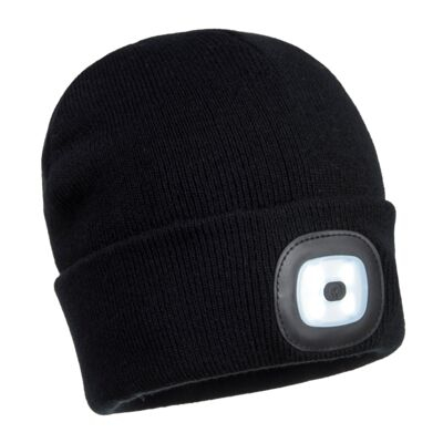 Portwest B028BKR Rechargeable Twin LED Beanie Black  R