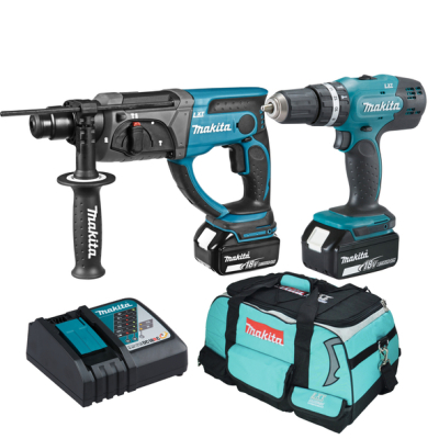 Makita DLX2025T 18V LXT Twin Pack | Combi Drill & SDS+ Hammer Drill Kit