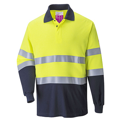 PORTWEST FR74 Flame Resistant Anti-Static Two Tone Polo Shirt
