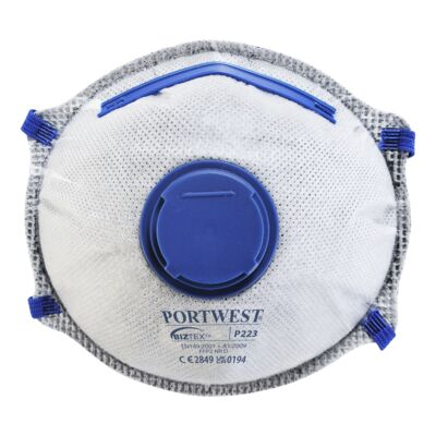 Portwest P223WHR FFP2 Carbon Valved Dolomite Respirator (Pk10) White  R