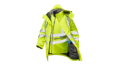Pulsar HV Yellow 7-in-1 Storm Coat – Size L, EN ISO 20471 Class 3 Waterproof