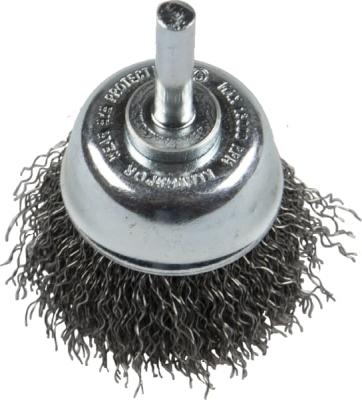 Klingspor BTS 600 W Cup brush with shaft, crimped wire for Steel, Stainless steel