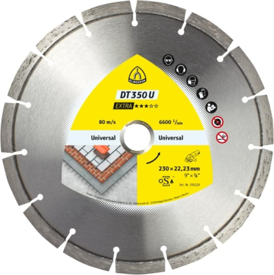 Klingspor DT 350 U diamond cutting blades, 230 x 2,6 x 22,23 mm 15 segments 42 x 2,6 x 10 mm, standard serration