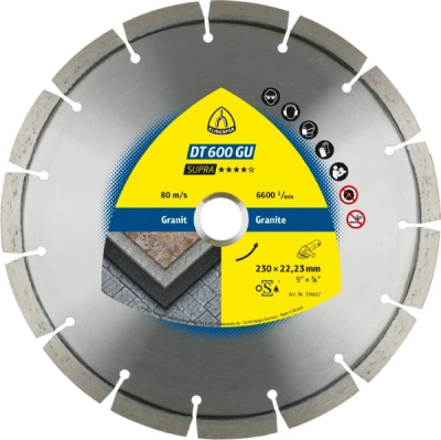 Klingspor DT 600 GU Supra Diamond cutting blades for angle grinders for Granite, Terrazzo