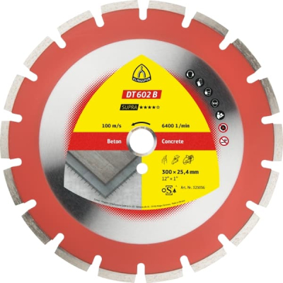 Klingspor DT 602 B Supra Large diamond cutting blades for Cured concrete, Cured concrete, reinforced
