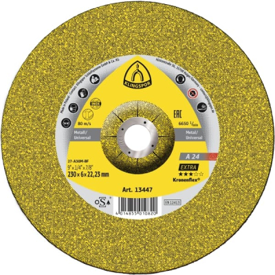 Klingspor A 24 EX grinding discs, 230 x 6 x 22,23 mm depressed centre