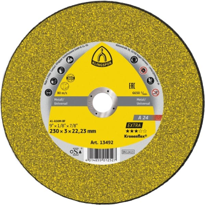 Klingspor A 24 EX cutting-off wheels, 230 x 3 x 22,23 mm depressed centre