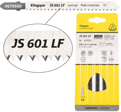 Klingspor JS 601 LF Supra Cr-V jigsaw blade crossground, tapered