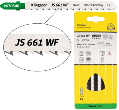 Klingspor JS 661 WF Supra Cr-V jigsaw blade crossground, tapered